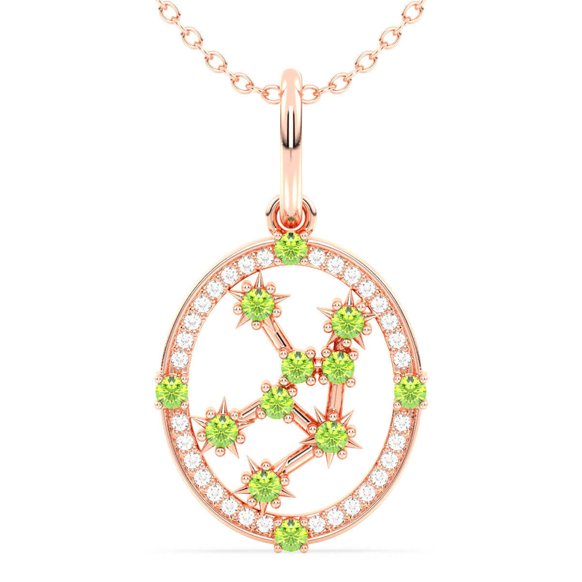 Era Of You- Virgo Zodiac Peridot Pendant-Rose