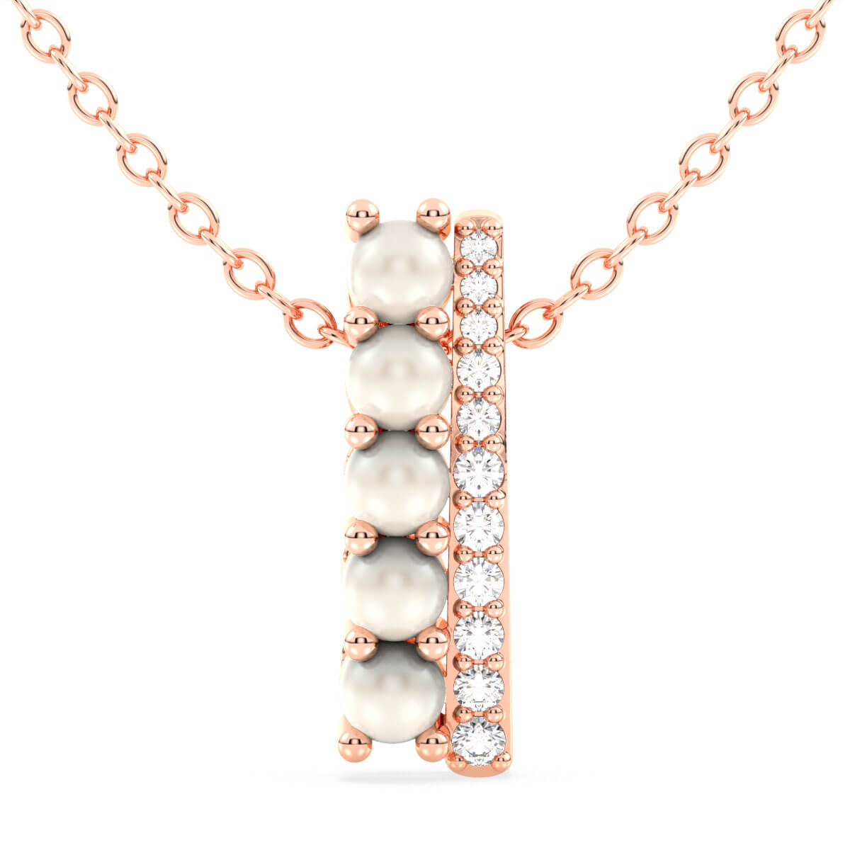 Freshwater Pearl Bar Pendant-Rose