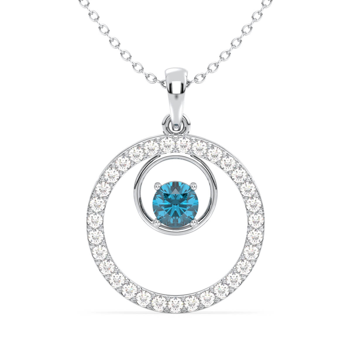 Circle Of Life London Blue Topaz Pendant-White