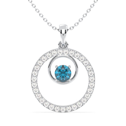 Circle Of Life London Blue Topaz Pendant-White