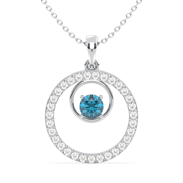 Circle Of Life London Blue Topaz Pendant-White