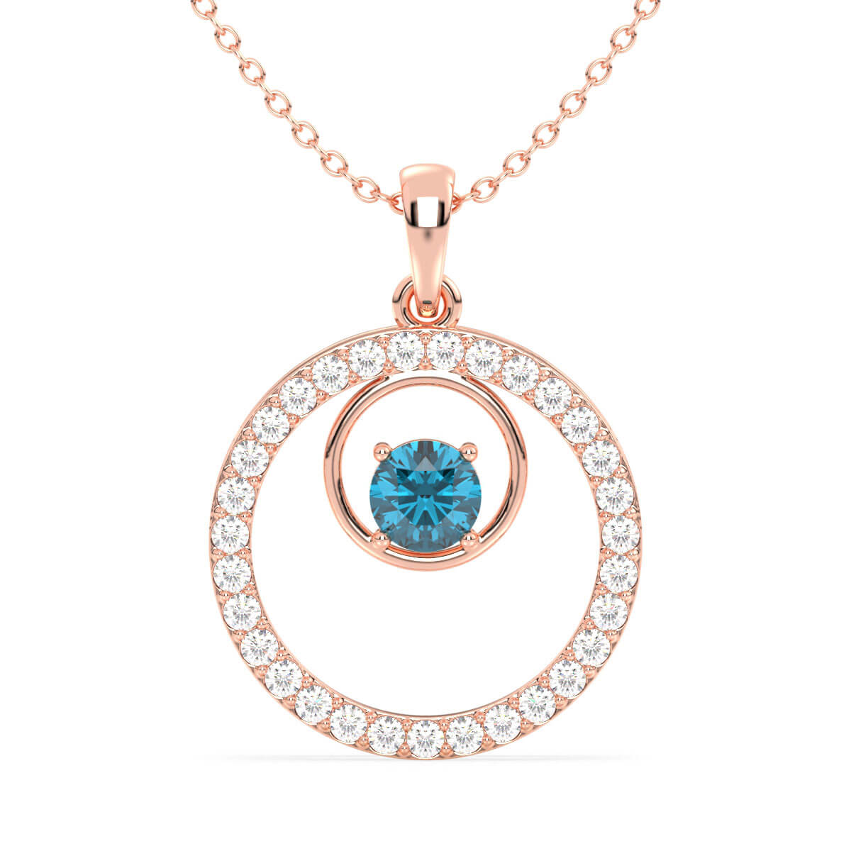 Circle Of Life London Blue Topaz Pendant-Rose