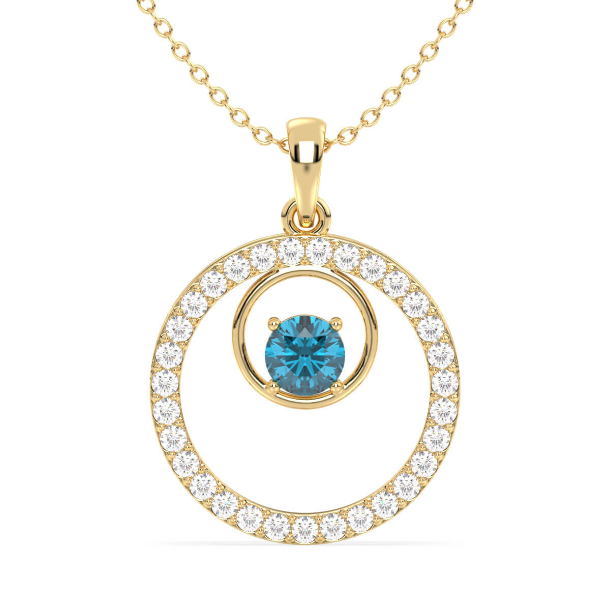 Circle Of Life London Blue Topaz Pendant-Yellow