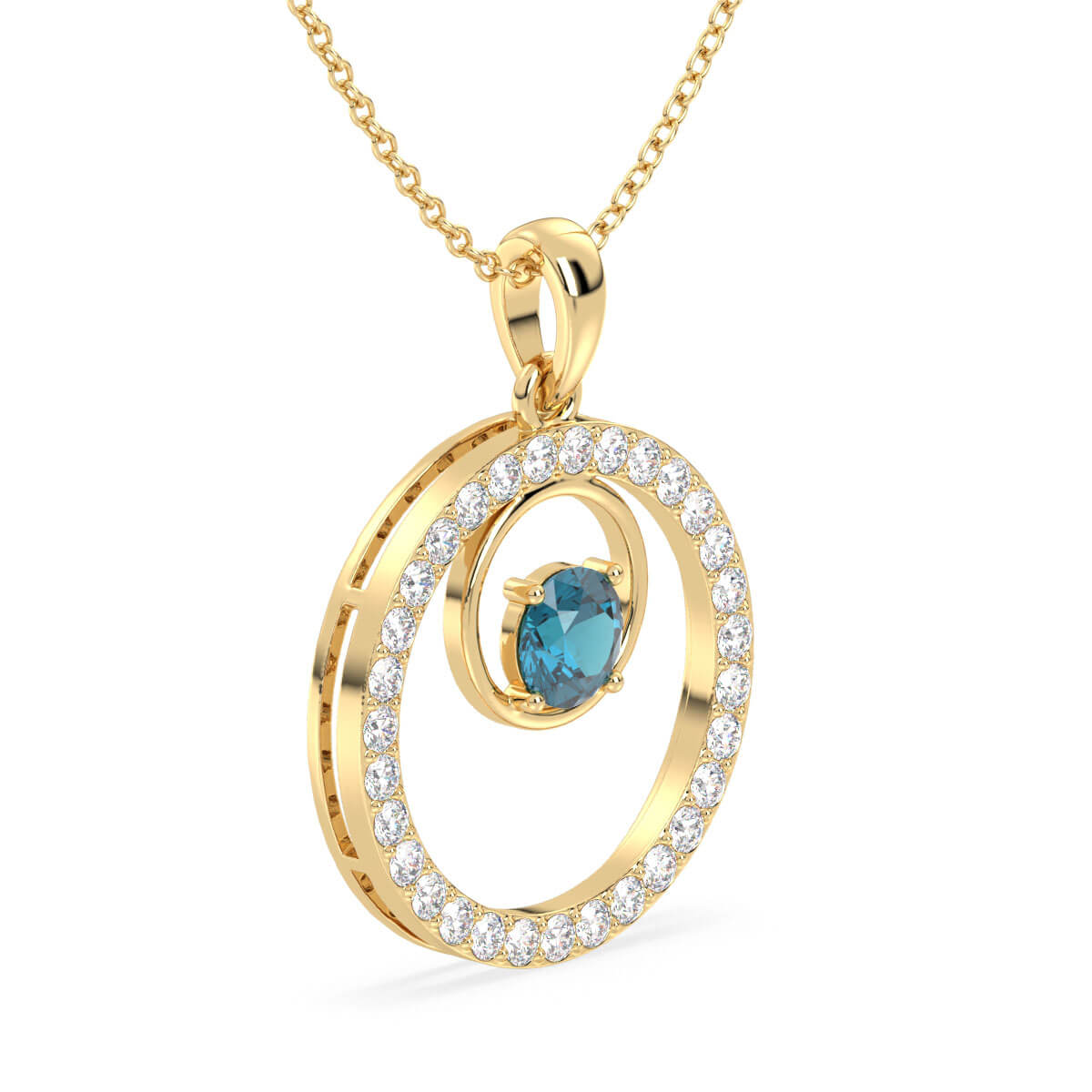 Circle Of Life London Blue Topaz Pendant-Yellow