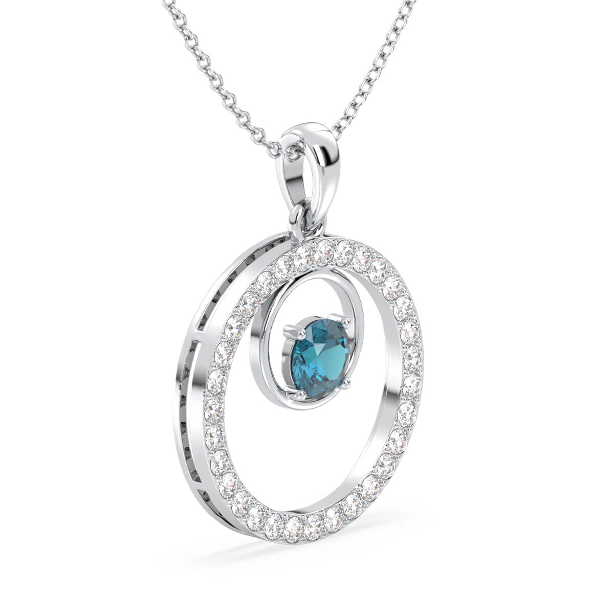 Circle Of Life London Blue Topaz Pendant-White