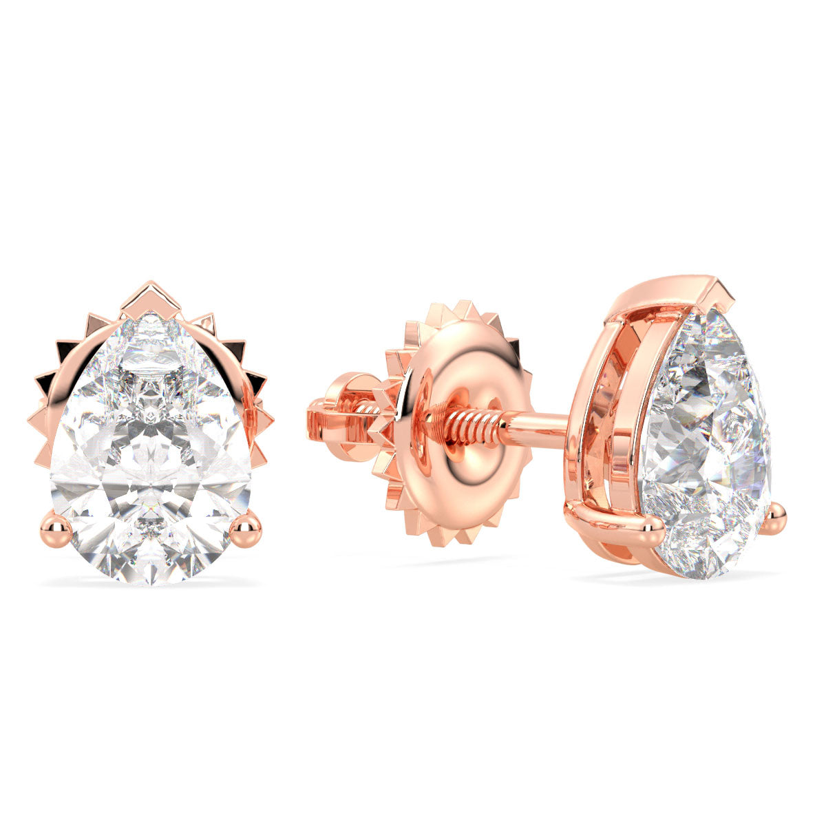 Pear Shape Solitaire Lab Grown Diamond Earrings in Rose Gold