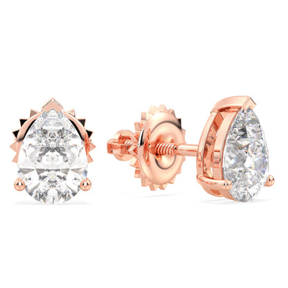 Pear Shape Solitaire Lab Grown Diamond Earrings in Rose Gold