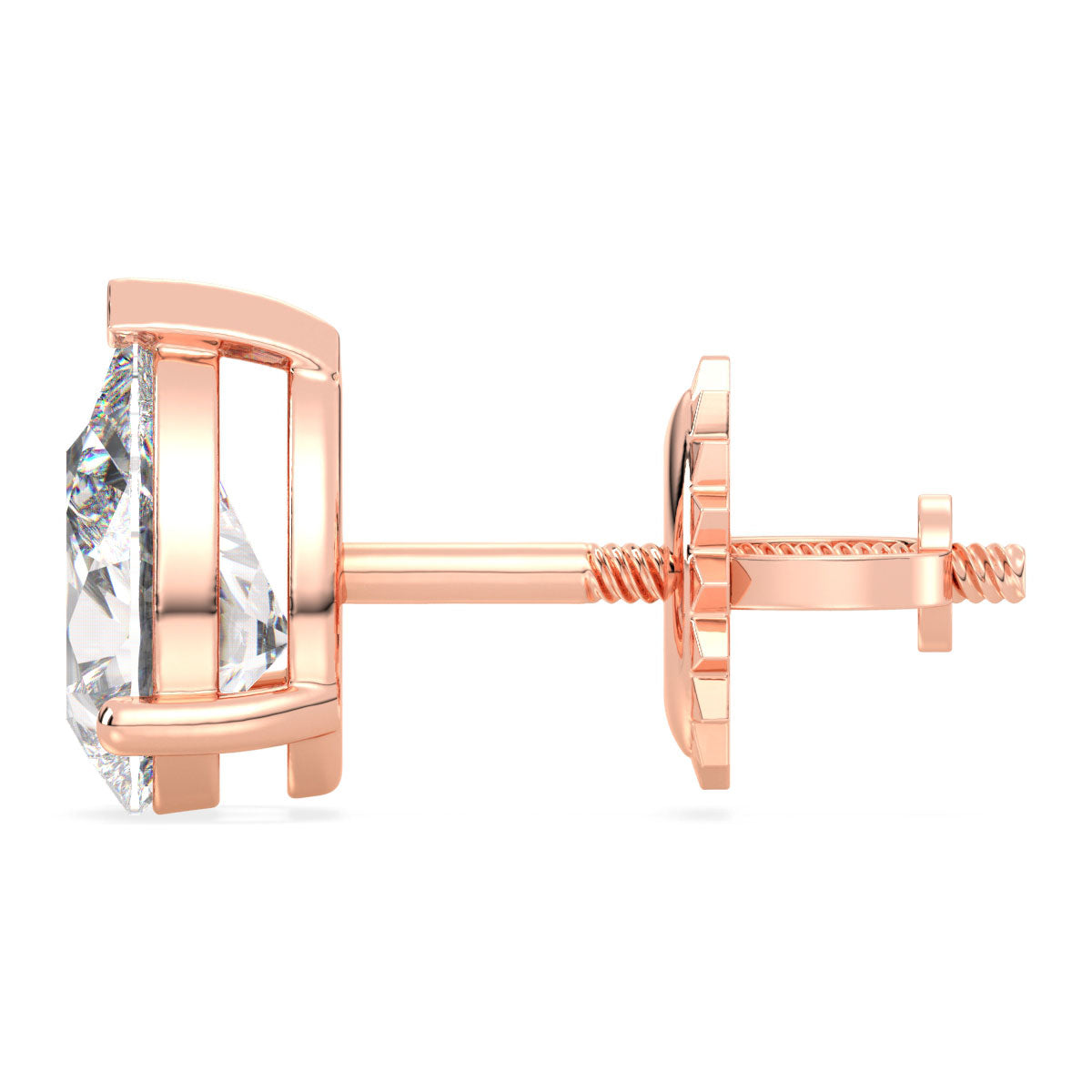 Pear Shape Solitaire Lab Grown Diamond Earrings in Rose Gold