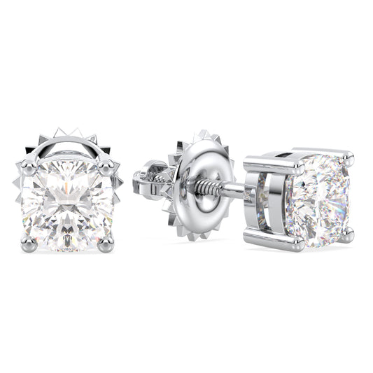 Round Shape Lab Grown Diamond Stud Earrings in White Gold