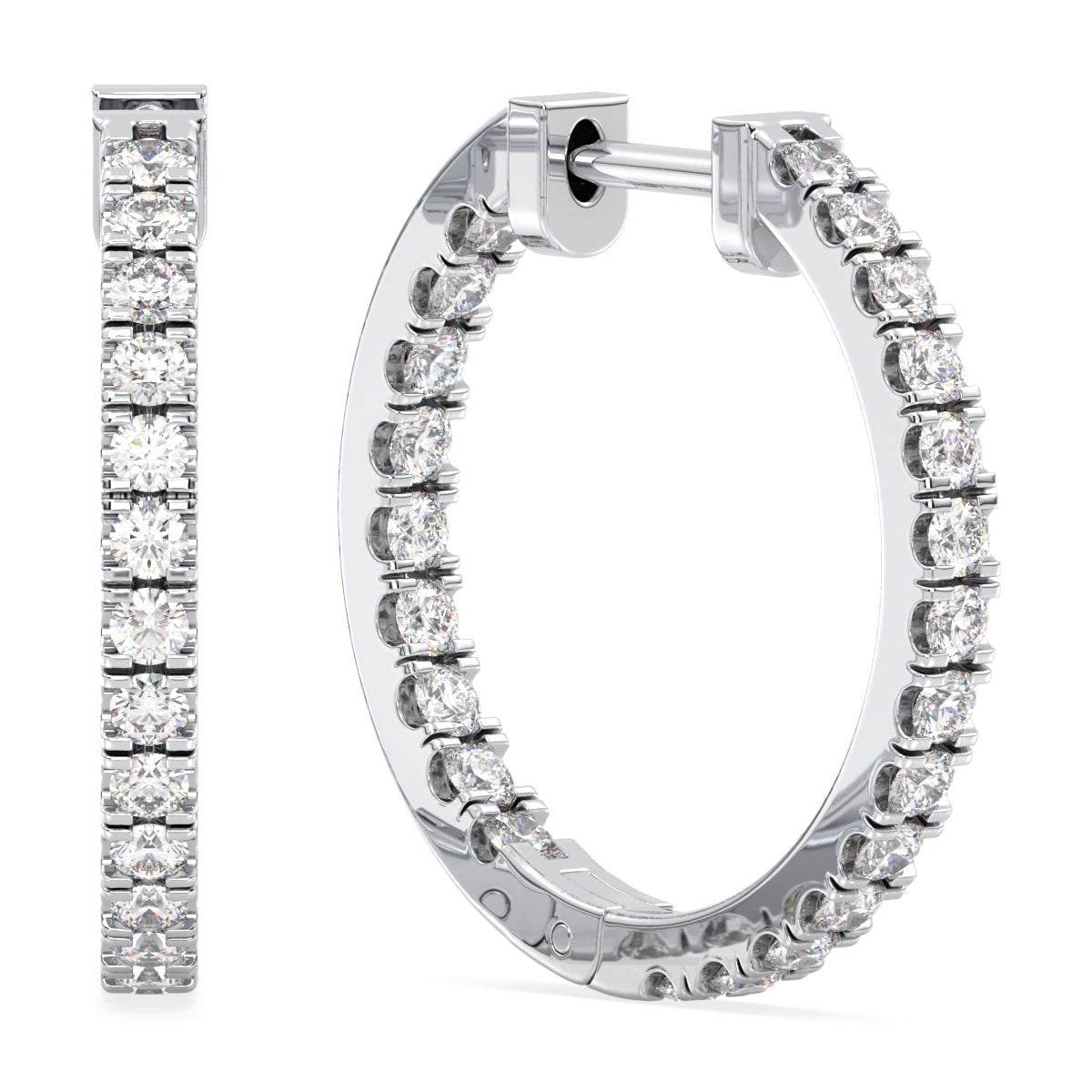 Lab Grown Diamond Hoop Earrings in White Gold