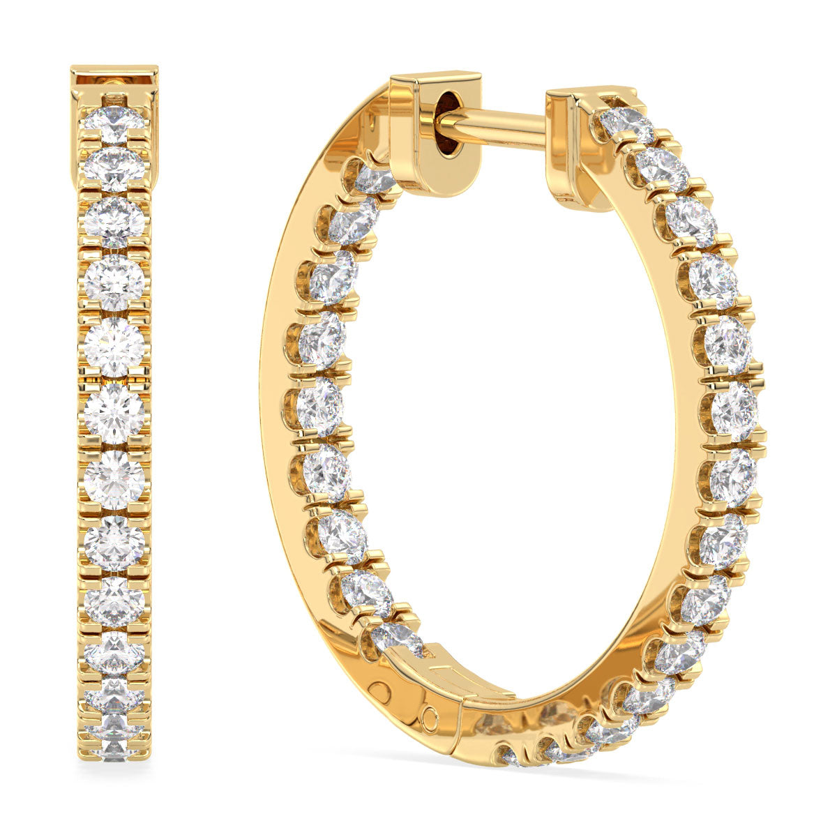 Lab Grown Diamond Hoop Earrings in Yellow Gold