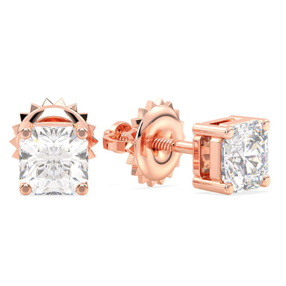 Asscher-Cut Lab-Grown Diamond Stud Earrings in Gold - Rose