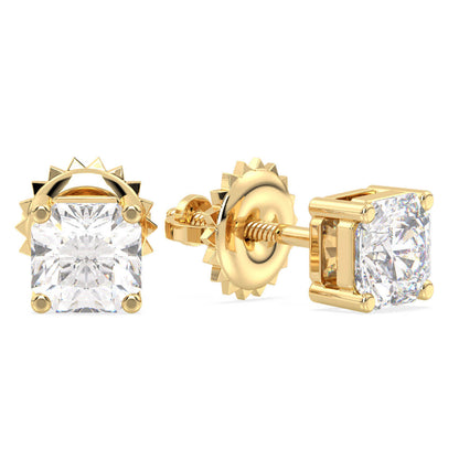 Asscher-Cut Lab-Grown Diamond Stud Earrings in Gold - Yellow