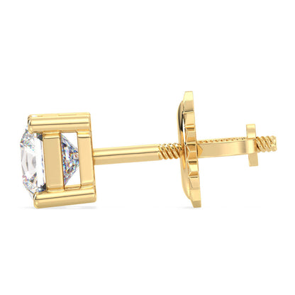 Asscher-Cut Lab-Grown Diamond Stud Earrings in Gold - Yellow