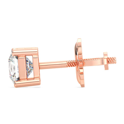 Asscher-Cut Lab-Grown Diamond Stud Earrings in Gold - Rose