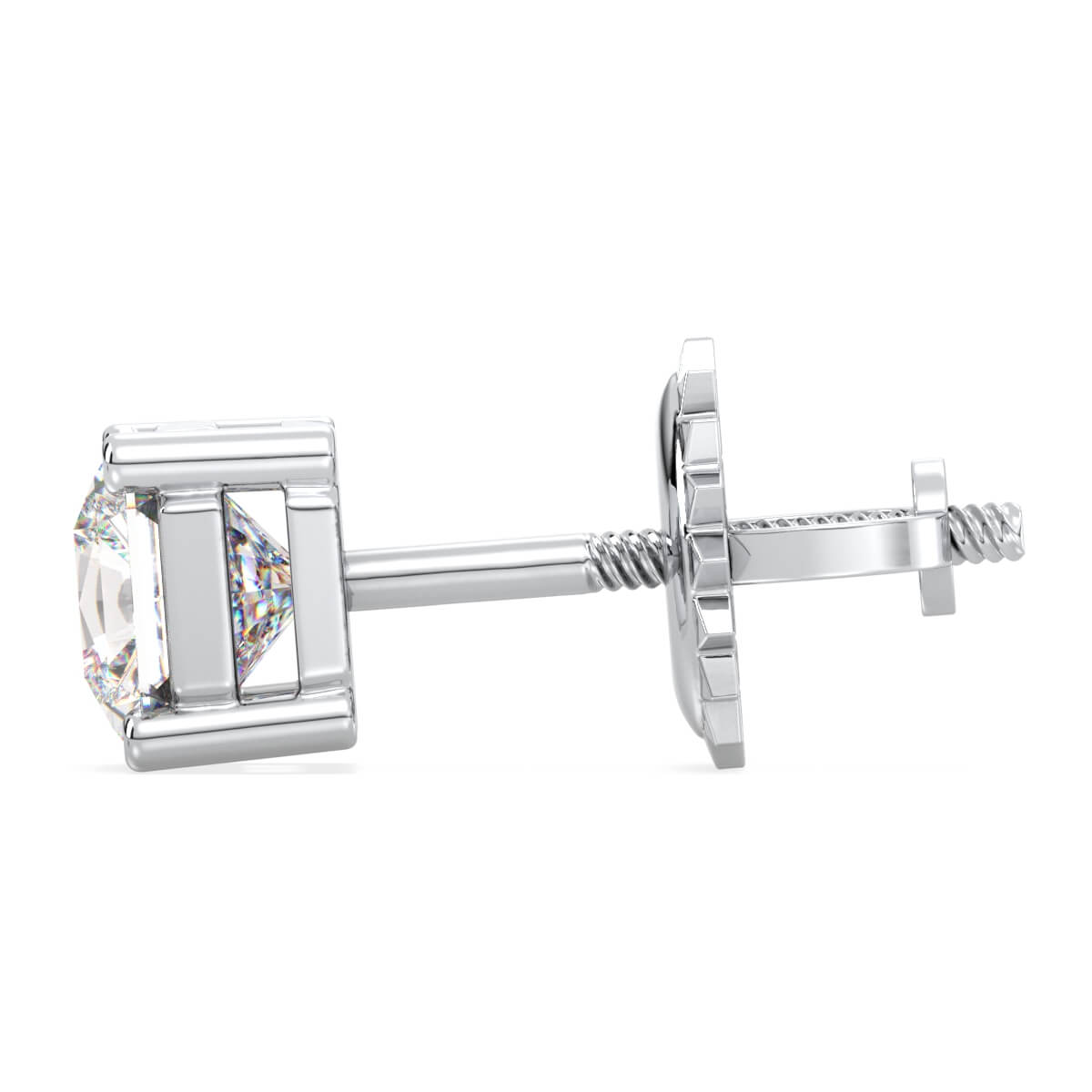 Asscher-Cut Lab-Grown Diamond Stud Earrings in Gold - White