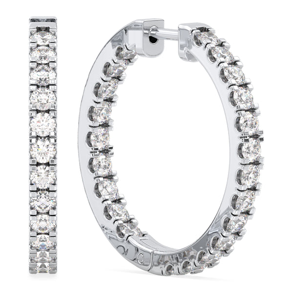 Lab Grown Diamond Hoop Earrings in White Gold