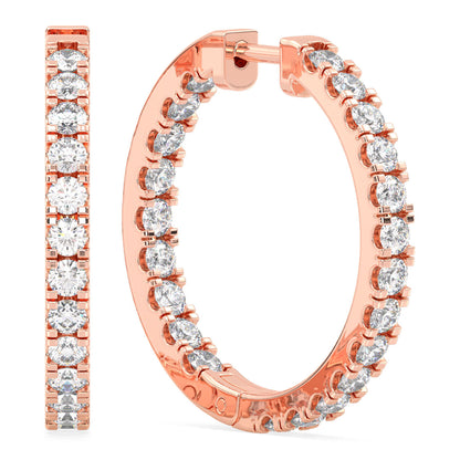 Lab Grown Diamond Hoop Earrings in Rose Gold