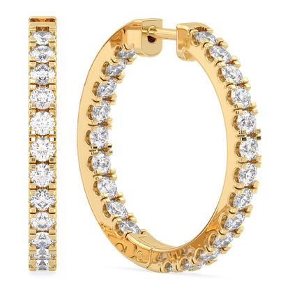 Lab Grown Diamond Hoop Earrings in Yellow Gold