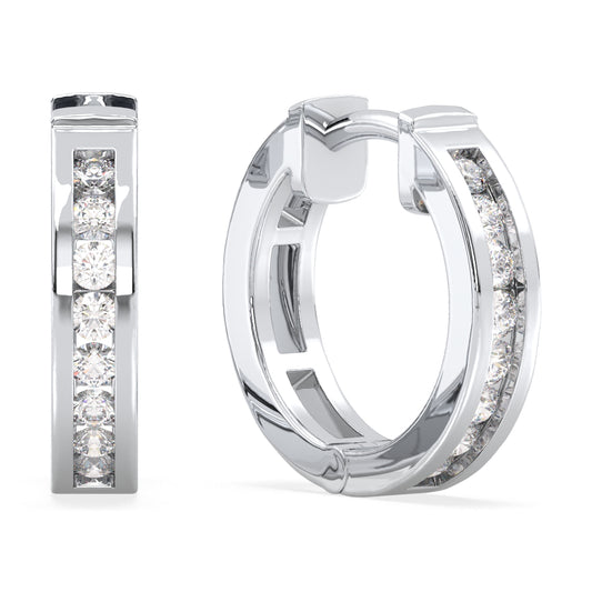 Lab Grown Diamond Hoop Earrings in White Gold