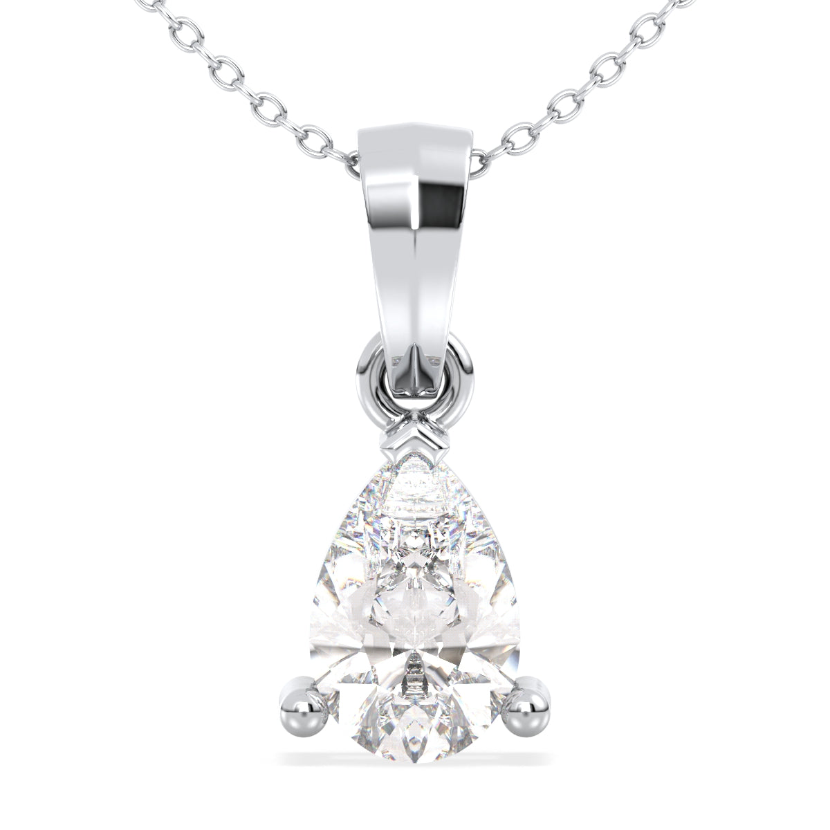 Pear shape Lab Grown Diamond Solitaire Pendant in White Gold