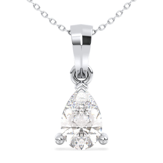 Pear shape Lab Grown Diamond Solitaire Pendant in White Gold