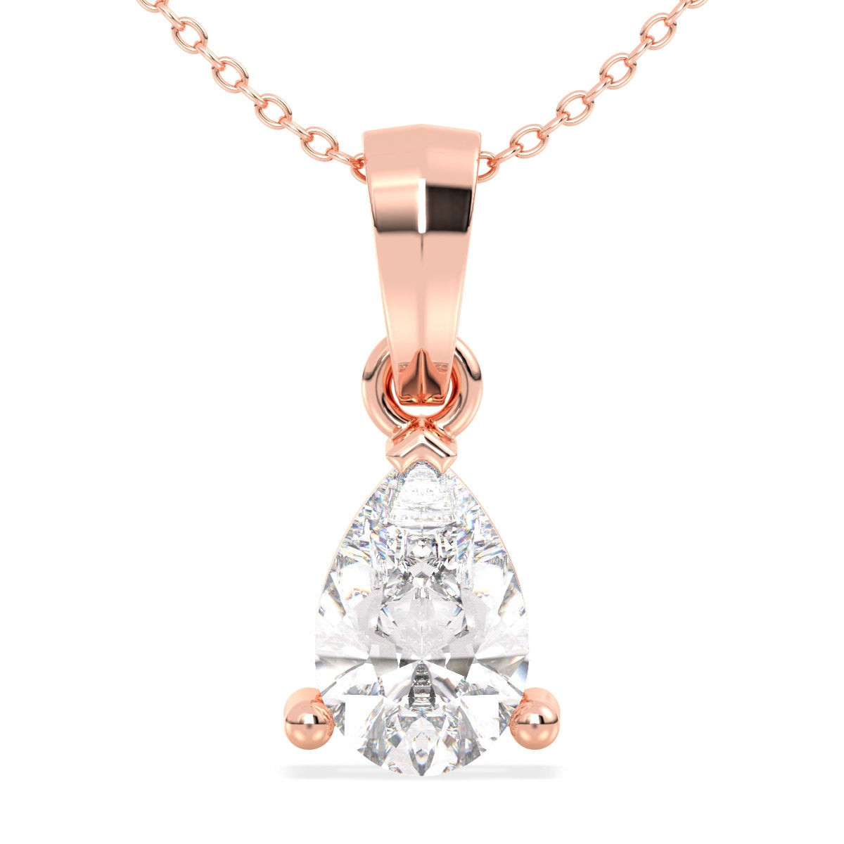 Pear shape Lab Grown Diamond Solitaire Pendant in Rose Gold