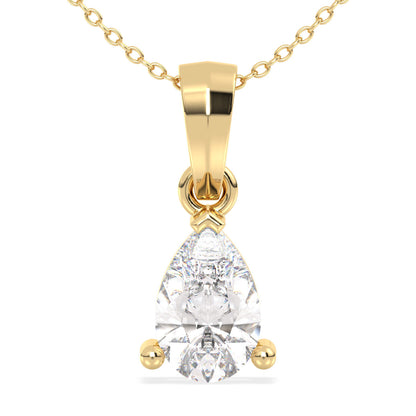 Pear shape Lab Grown Diamond Solitaire Pendant in Yellow Gold