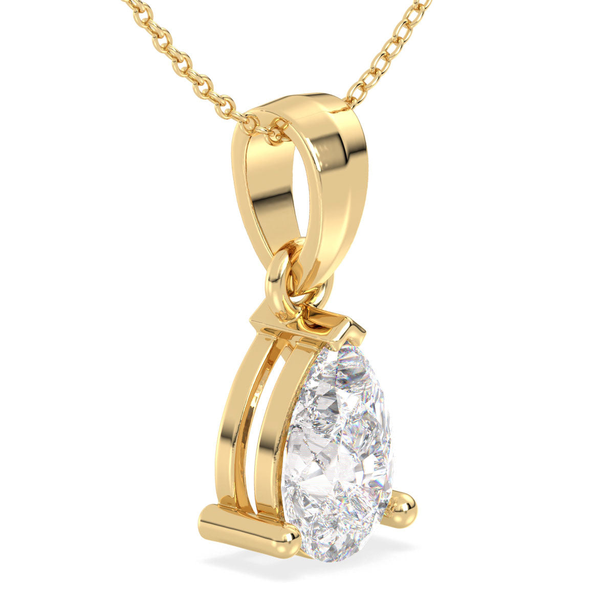 Pear shape Lab Grown Diamond Solitaire Pendant in Yellow Gold