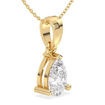 Pear shape Lab Grown Diamond Solitaire Pendant in Yellow Gold