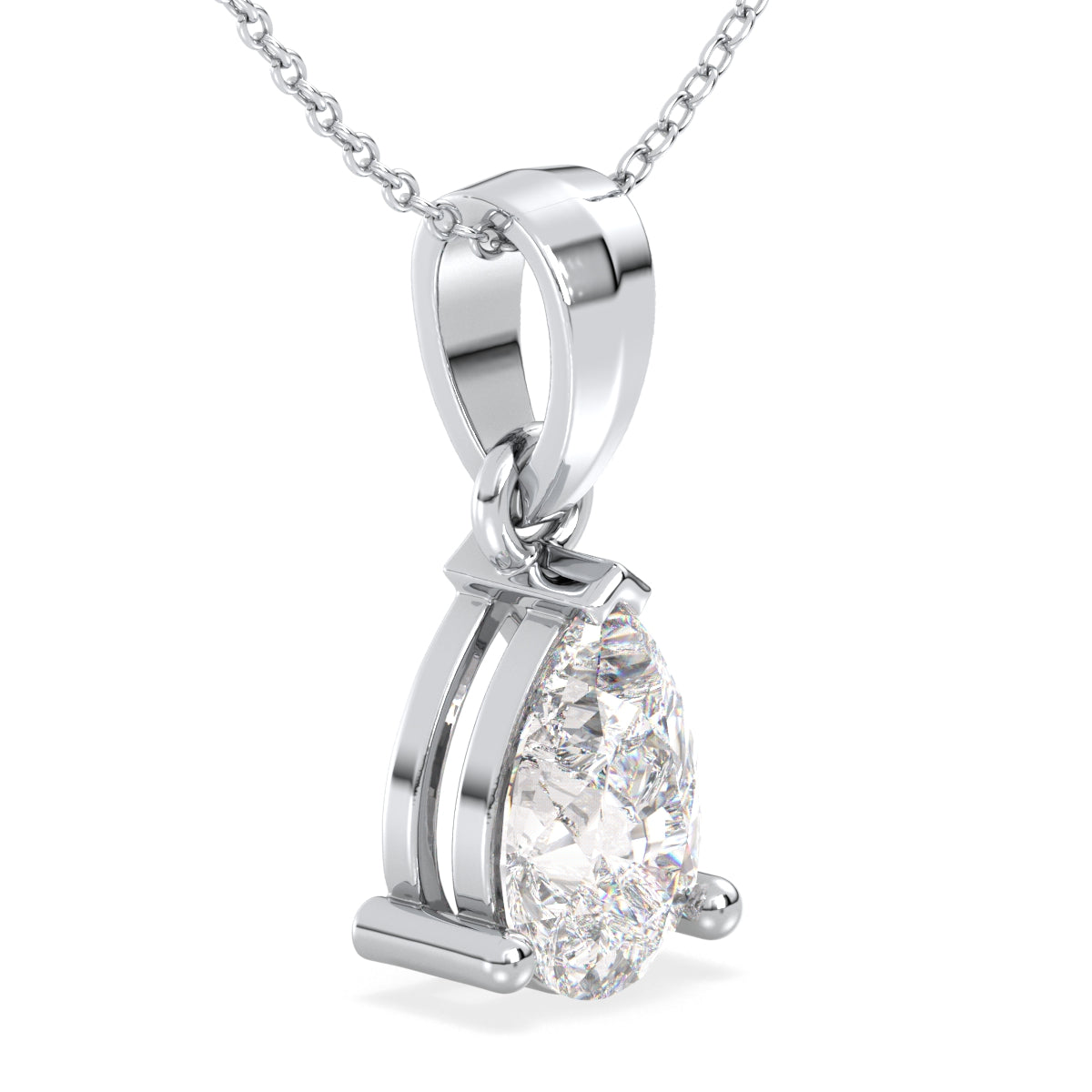 Pear shape Lab Grown Diamond Solitaire Pendant in White Gold