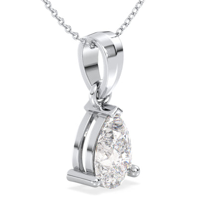 Pear shape Lab Grown Diamond Solitaire Pendant in White Gold