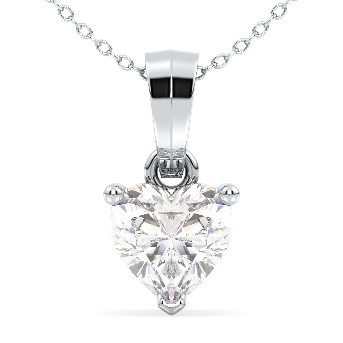 Heart Shape Solitaire Lab Grown Diamond Pendant in White Gold