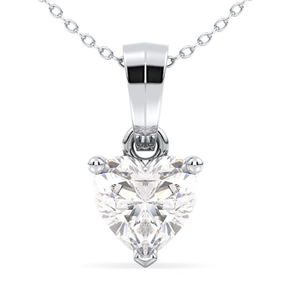 Heart Shape Solitaire Lab Grown Diamond Pendant in White Gold