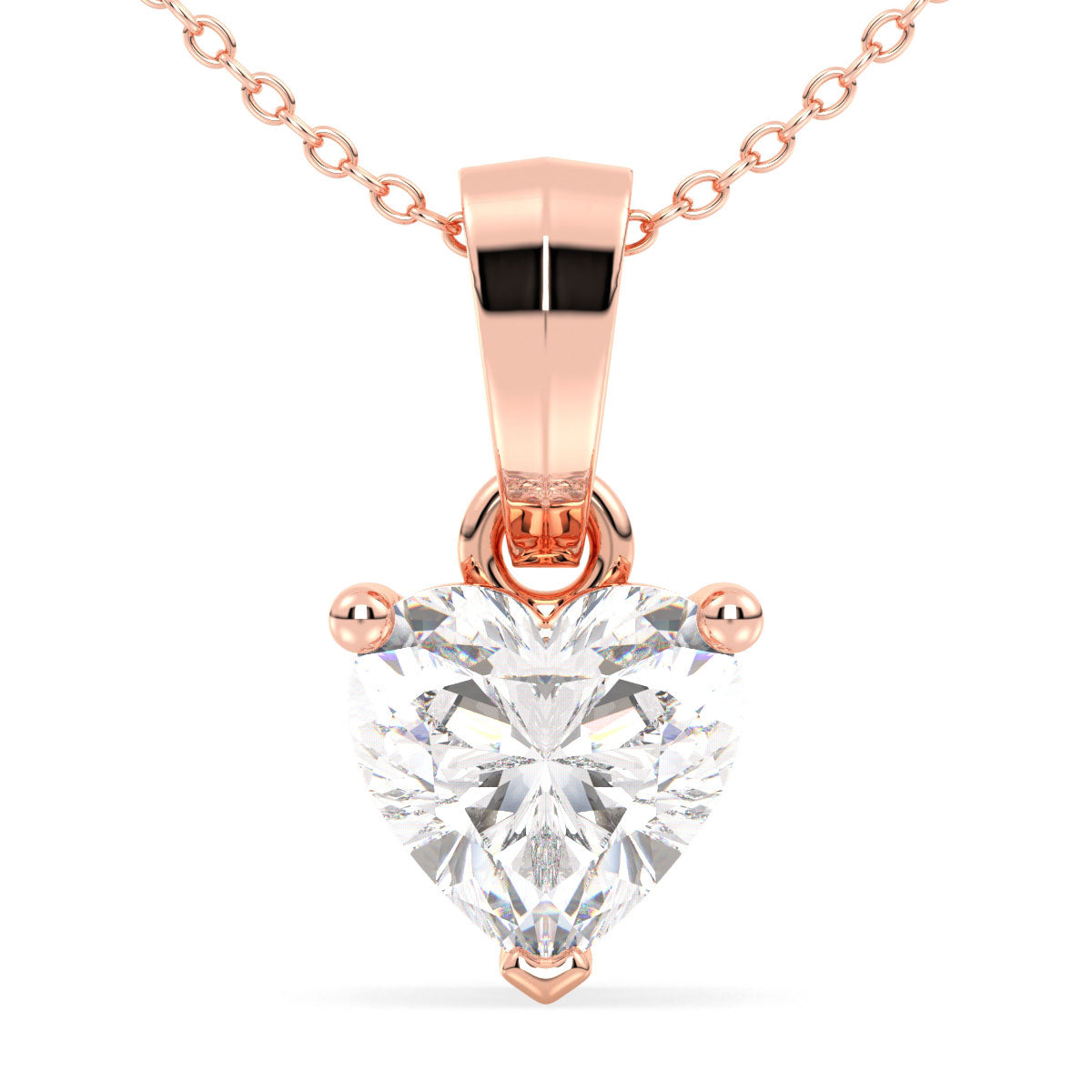 Heart Shape Solitaire Lab Grown Diamond Pendant in Rose Gold