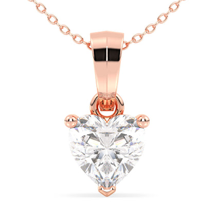 Heart Shape Solitaire Lab Grown Diamond Pendant in Rose Gold