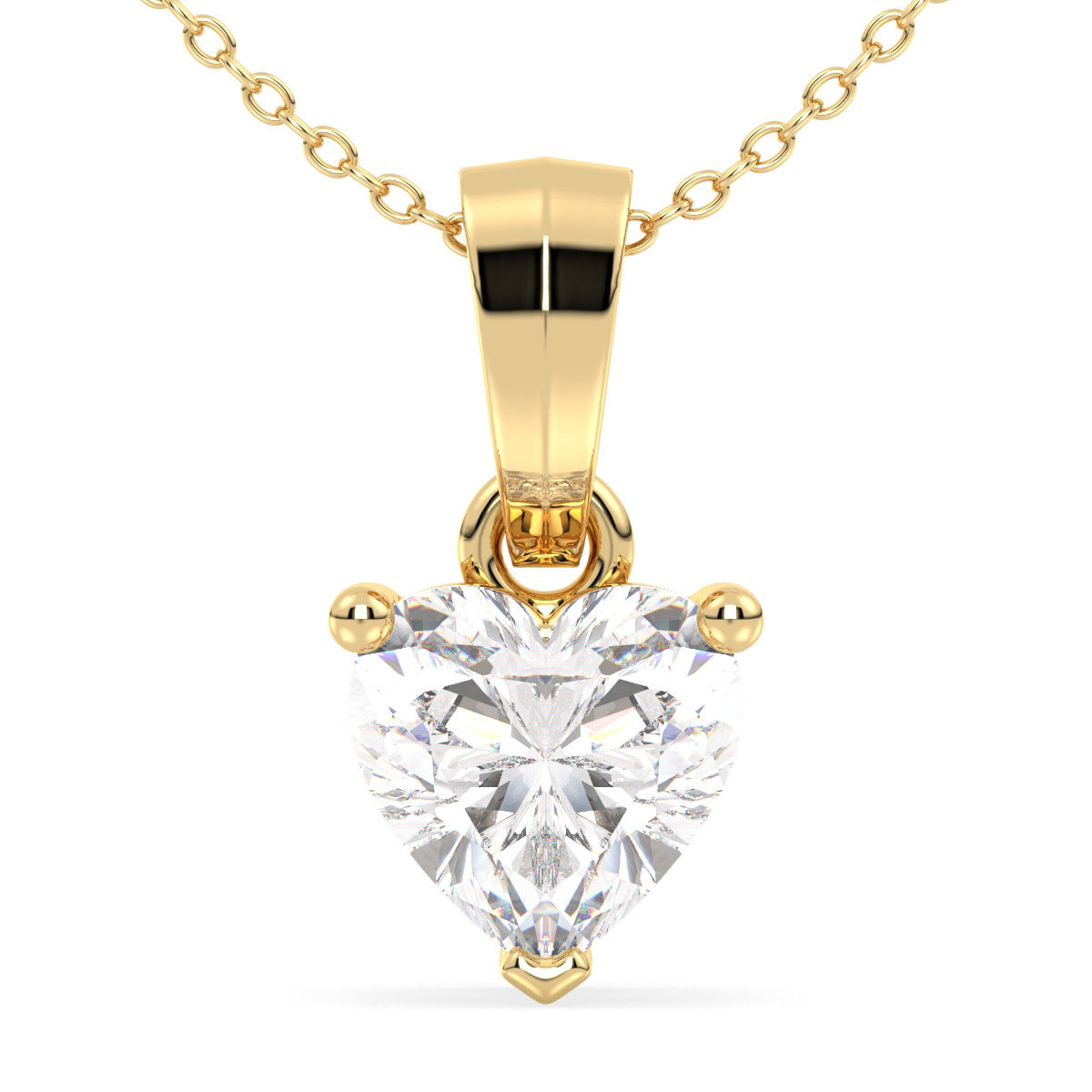 Heart Shape Solitaire Lab Grown Diamond Pendant in Yellow Gold