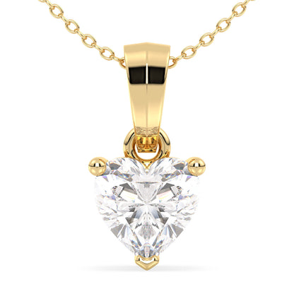 Heart Shape Solitaire Lab Grown Diamond Pendant in Yellow Gold