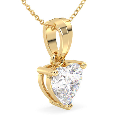 Heart Shape Solitaire Lab Grown Diamond Pendant in Yellow Gold