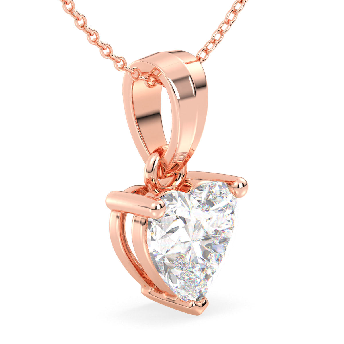 Heart Shape Solitaire Lab Grown Diamond Pendant in Rose Gold