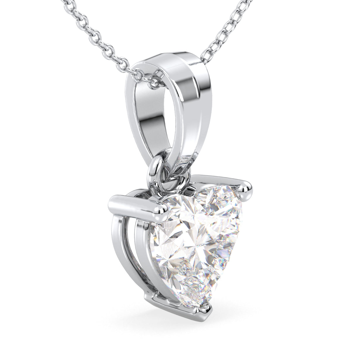 Heart Shape Solitaire Lab Grown Diamond Pendant in White Gold