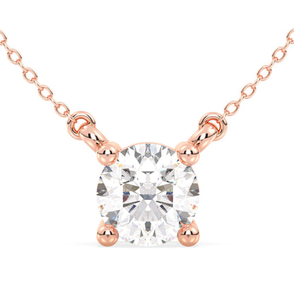 Round Solitaire Lab Grown Diamond Pendant  in Rose Gold