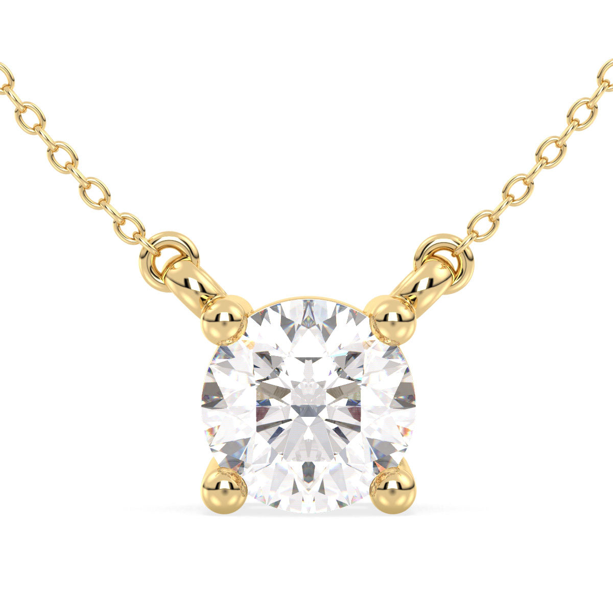 Round Solitaire Lab Grown Diamond Pendant in Yellow Gold