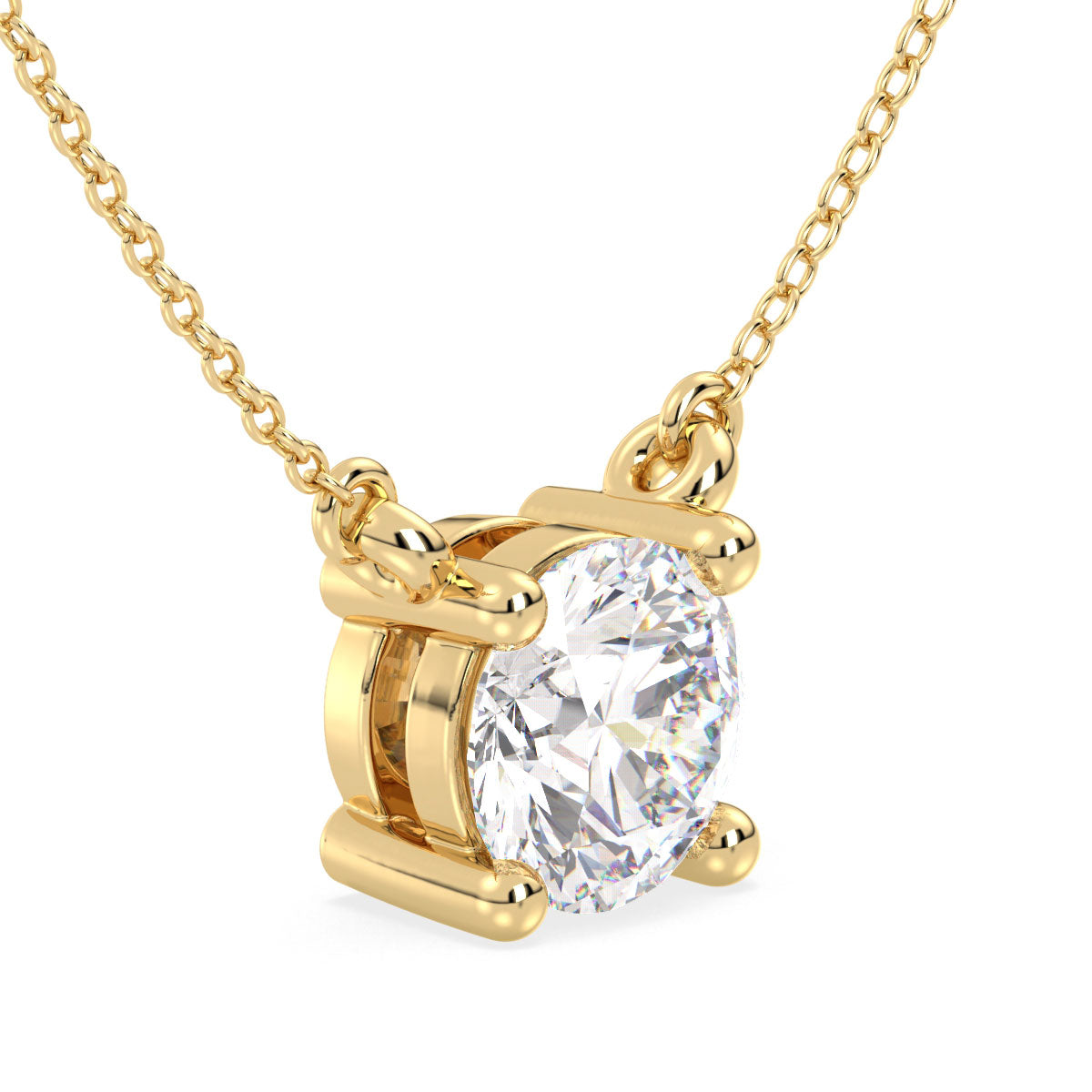 Round Solitaire Lab Grown Diamond Pendant in Yellow Gold