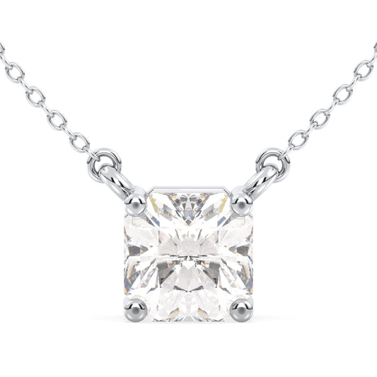 Lab Grown Diamond Solitaire Pendant in White Gold