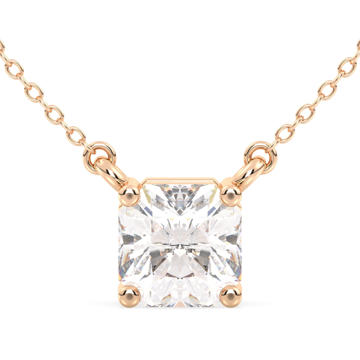 Lab Grown Diamond Solitaire Pendant in Rose Gold