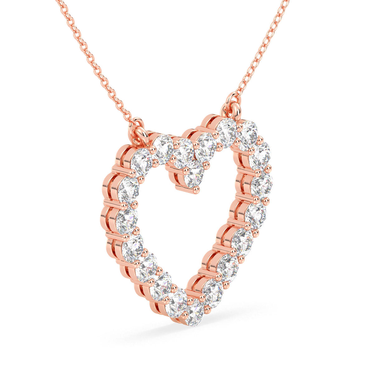 Lab Grown Diamond Heart Pendant in Rose Gold