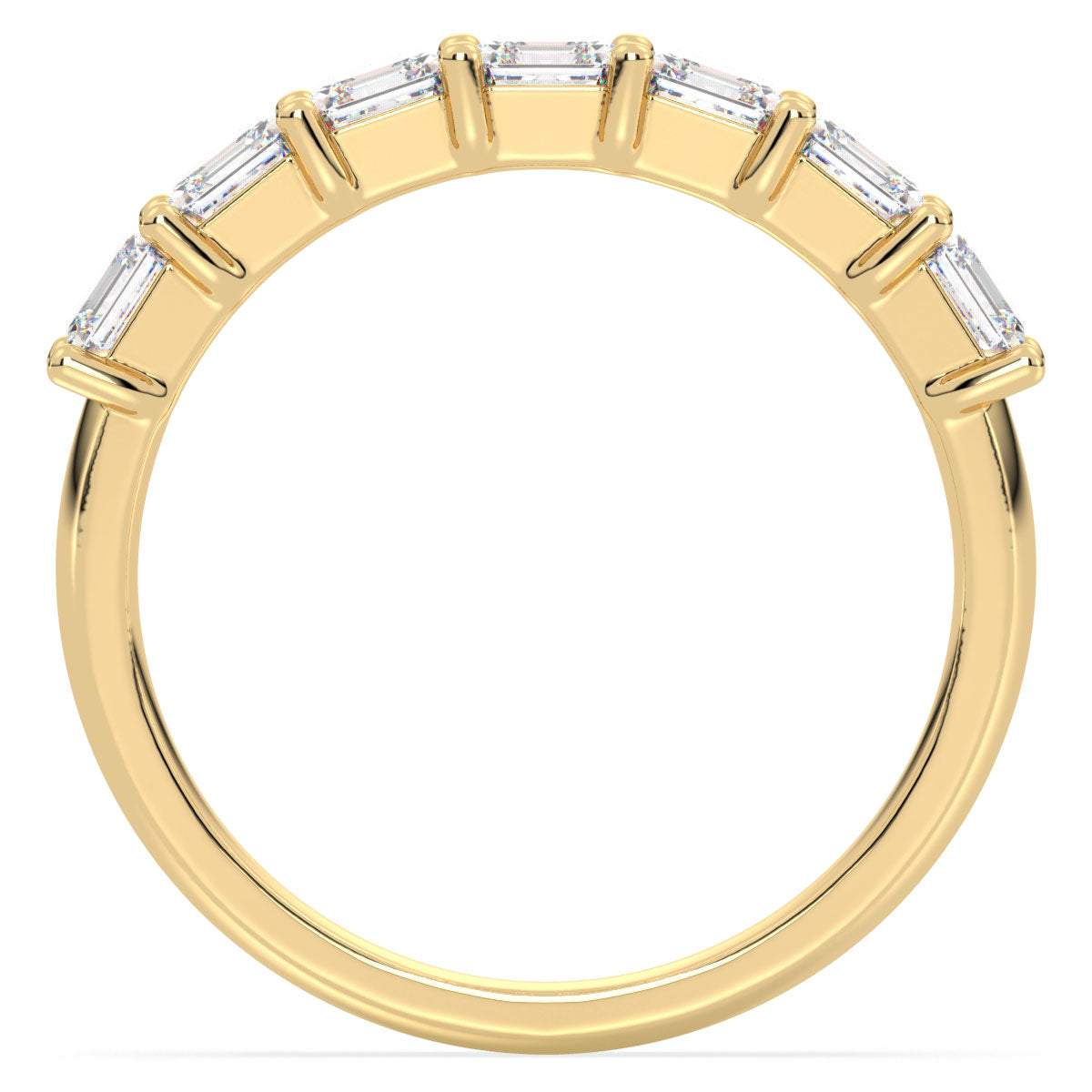 Half Eternity Asscher Cut Lab Grown Diamond Ring in Yellow Gold