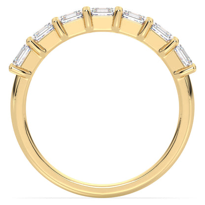 Half Eternity Asscher Cut Lab Grown Diamond Ring in Yellow Gold