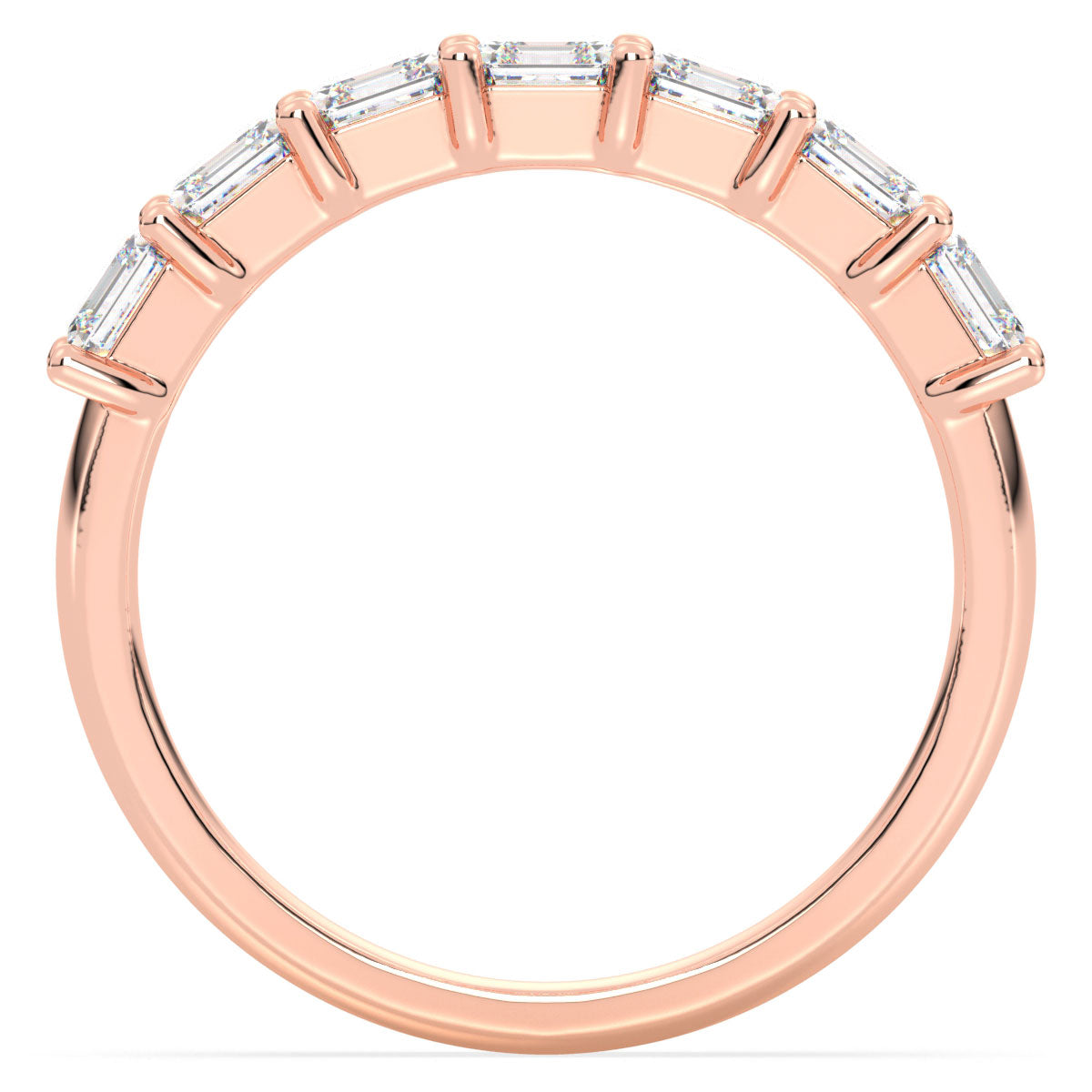 Half Eternity Asscher Cut Lab Grown Diamond Ring in Rose Gold